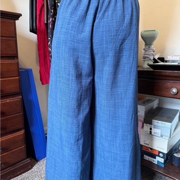 Boston Proper Sleeveless Jumpsuit Blue Size Small Tie Waist Detail Button Front - Picture 7 of 10